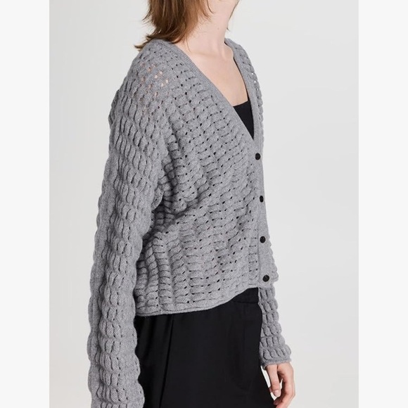 Theory Women's Textured Hanelee Sweater Button Up Cardigan Felted Wool Cashmere - Picture 8 of 13